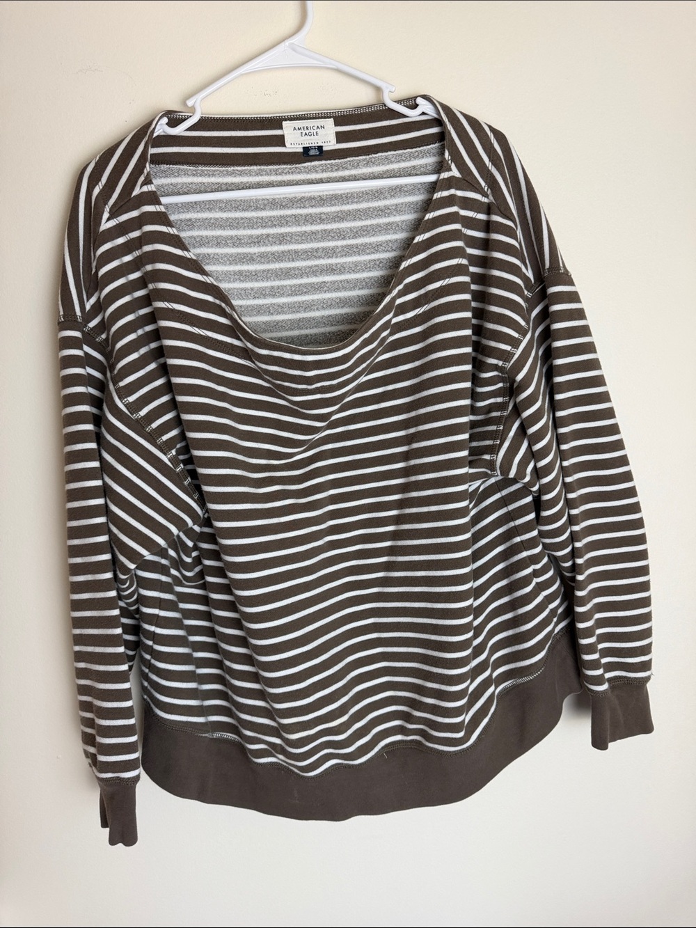 American Eagle Outfitters Brown and White Striped Sweatshirt